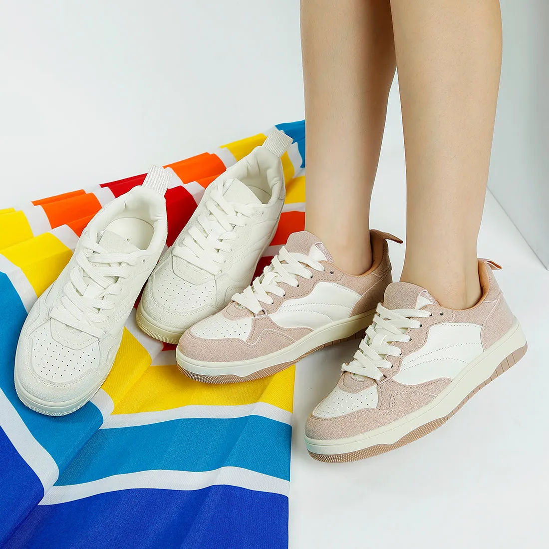 Faux Leather Casual Sneakers