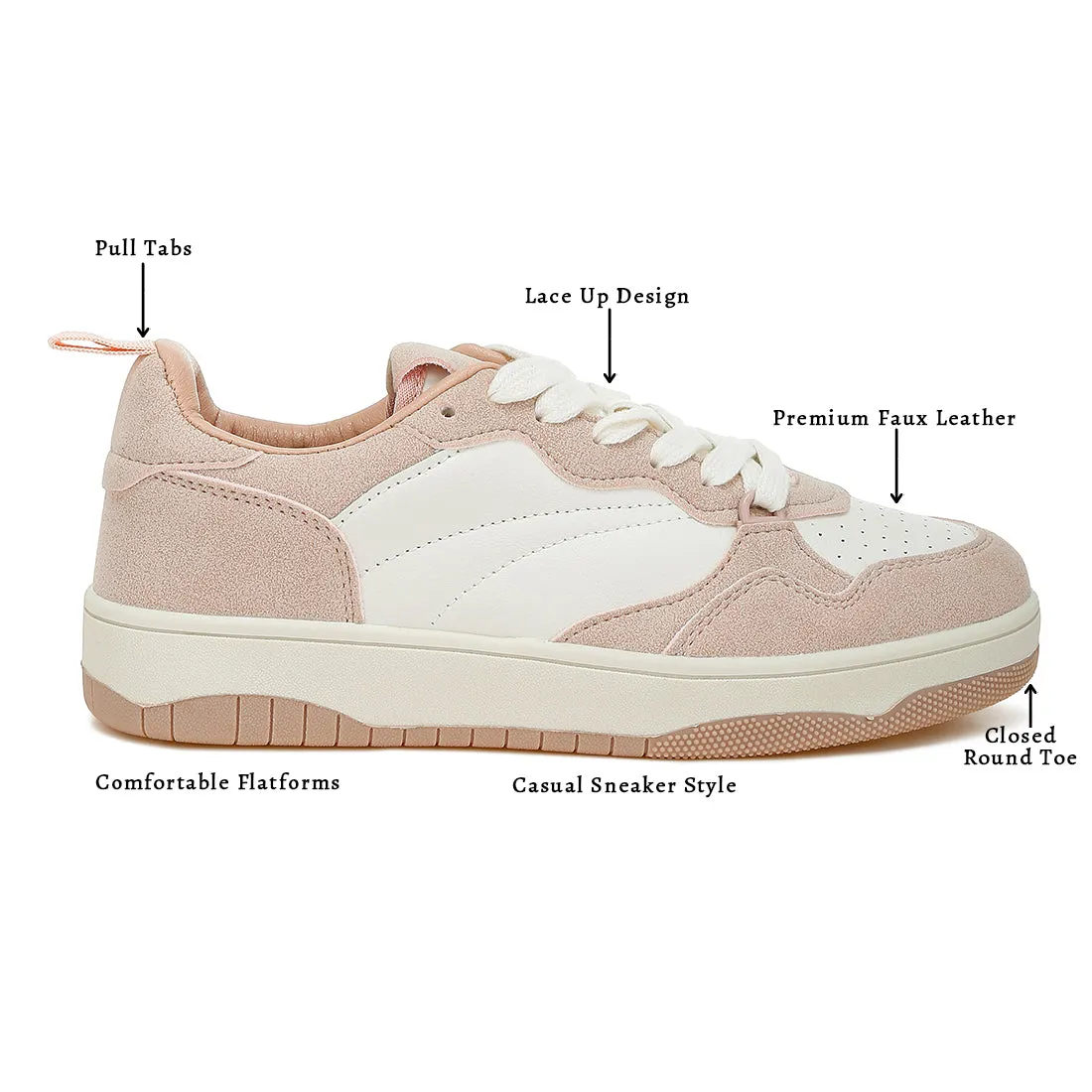 Faux Leather Casual Sneakers