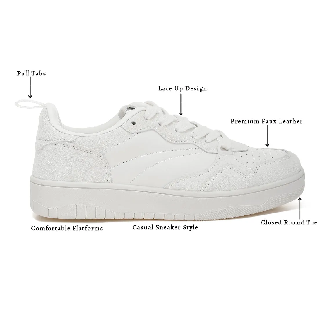 Faux Leather Casual Sneakers