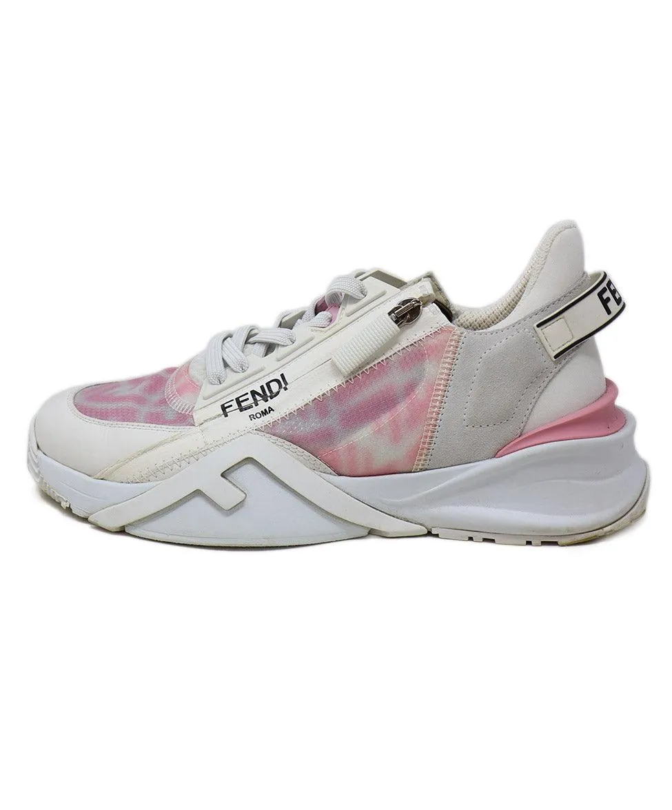 Fendi Flow Pink & White Monogram Print Sneakers sz 8.5