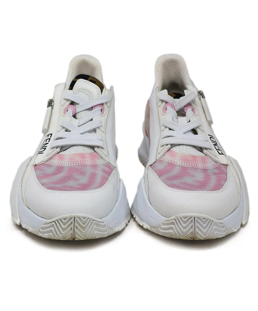 Fendi Flow Pink & White Monogram Print Sneakers sz 8.5