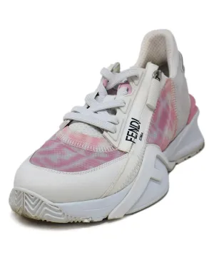 Fendi Flow Pink & White Monogram Print Sneakers sz 8.5