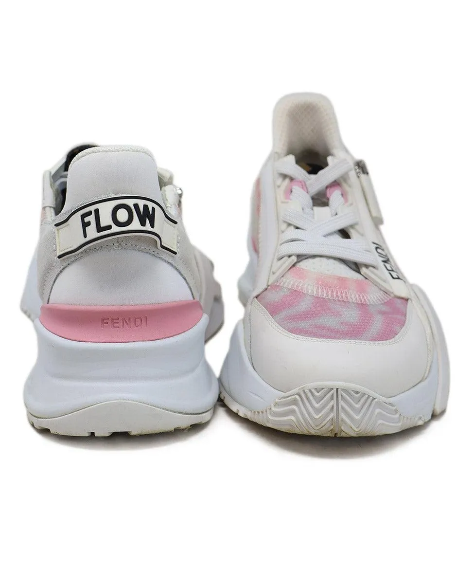Fendi Flow Pink & White Monogram Print Sneakers sz 8.5