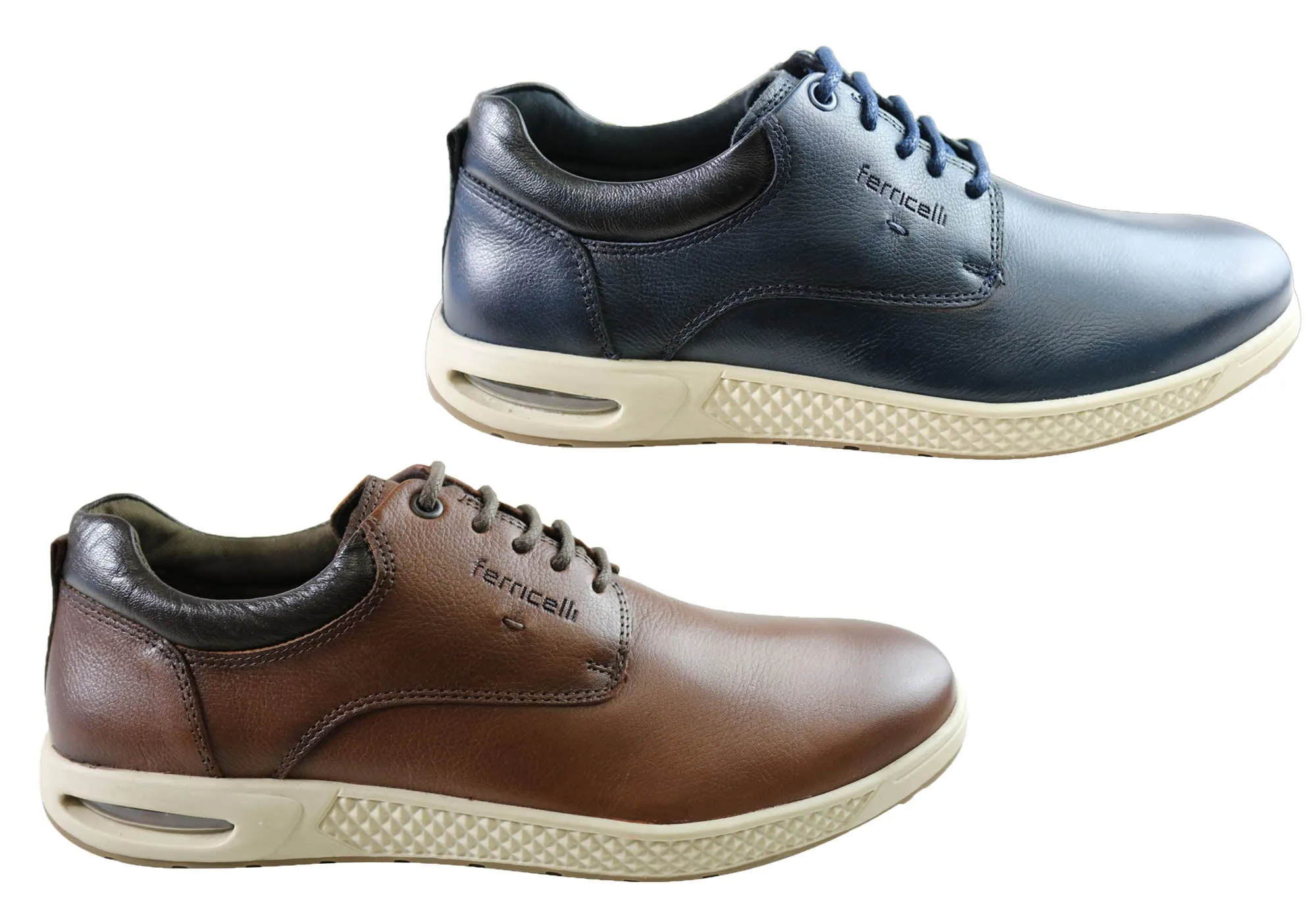 Ferricelli Benny Mens Leather Lace Up Casual Shoes Made In Brazil