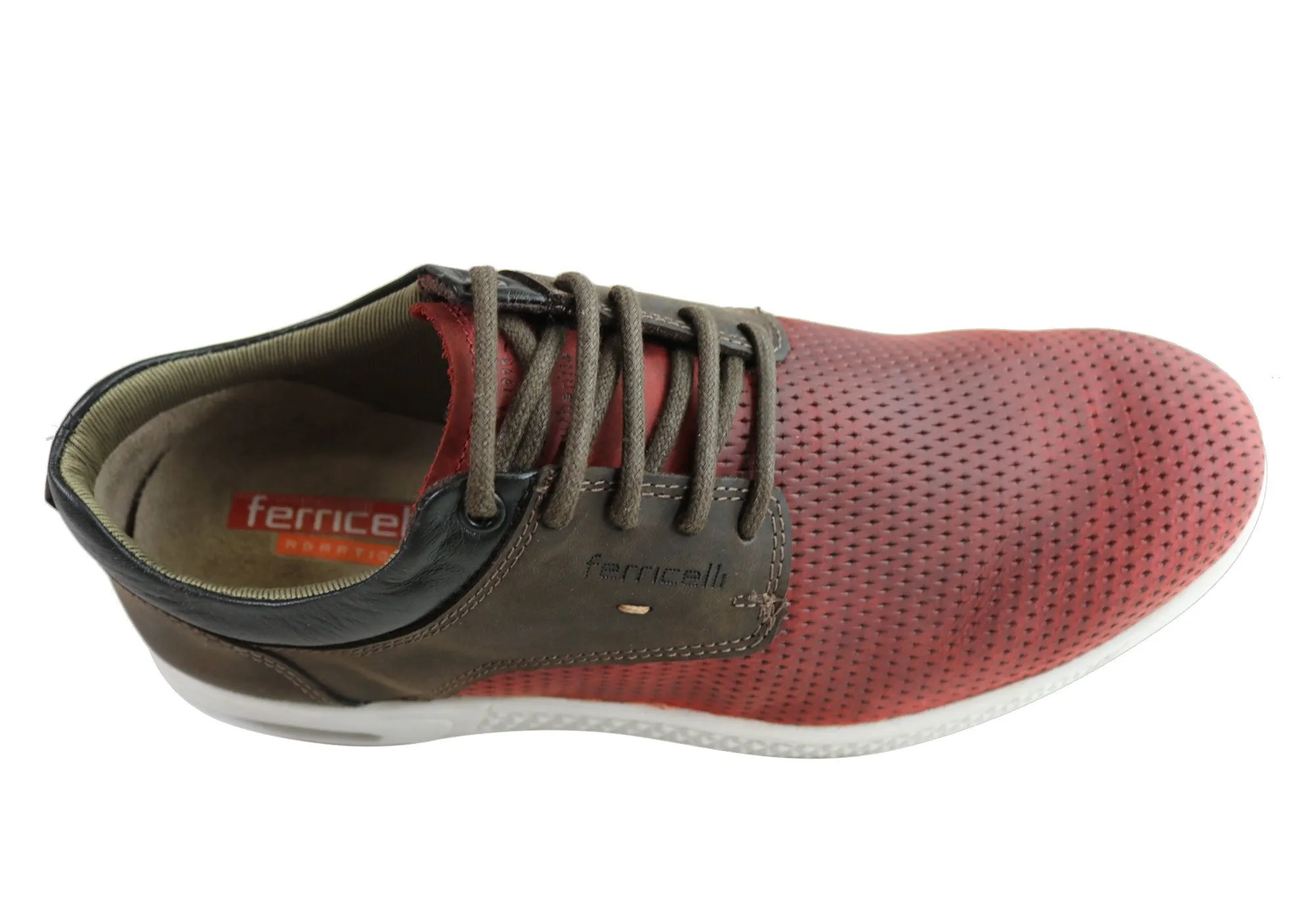 Ferricelli Burke Mens Leather Lace Up Casual Shoes Made In Brazil