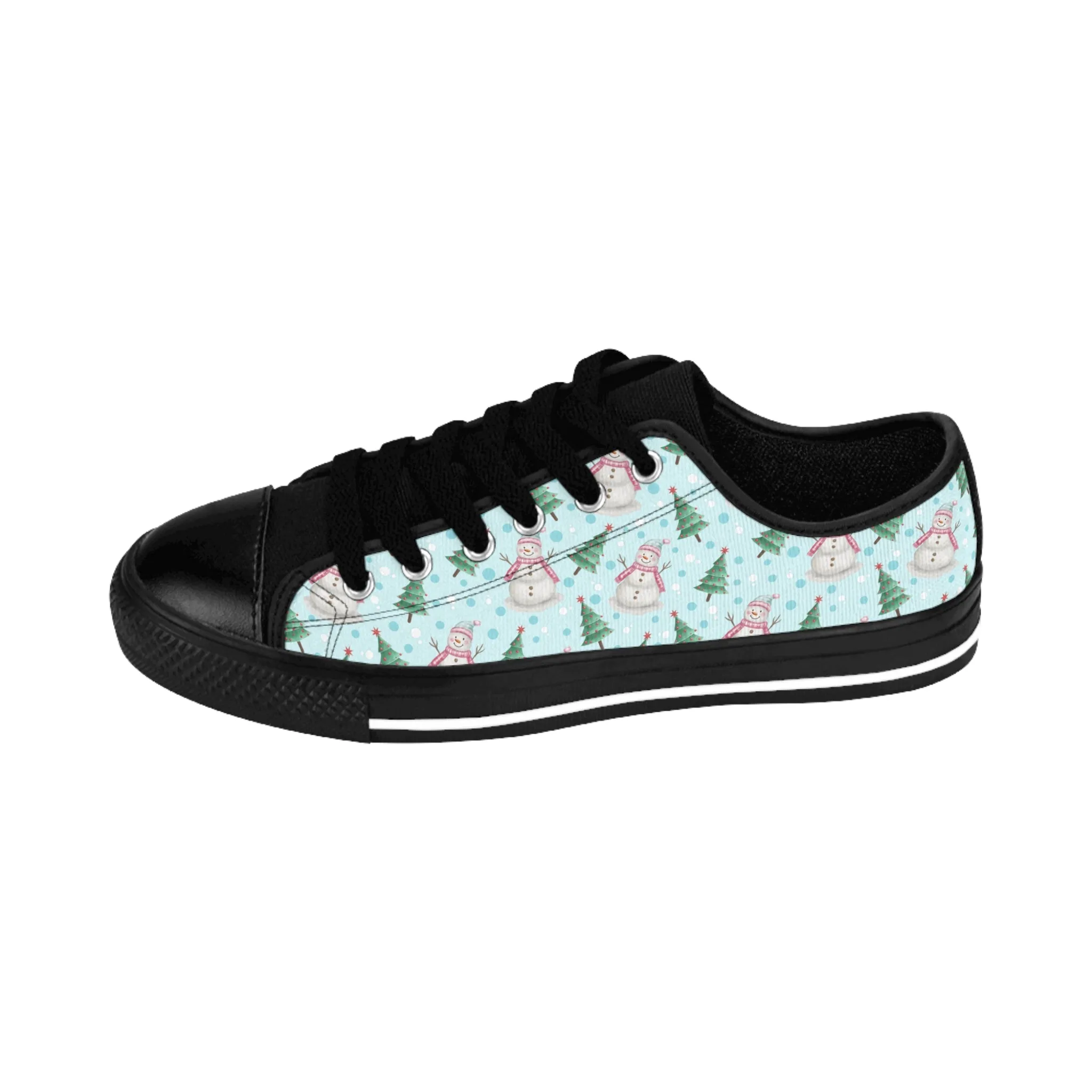 Festive Snowman Light Blue Background Women's Sneakers