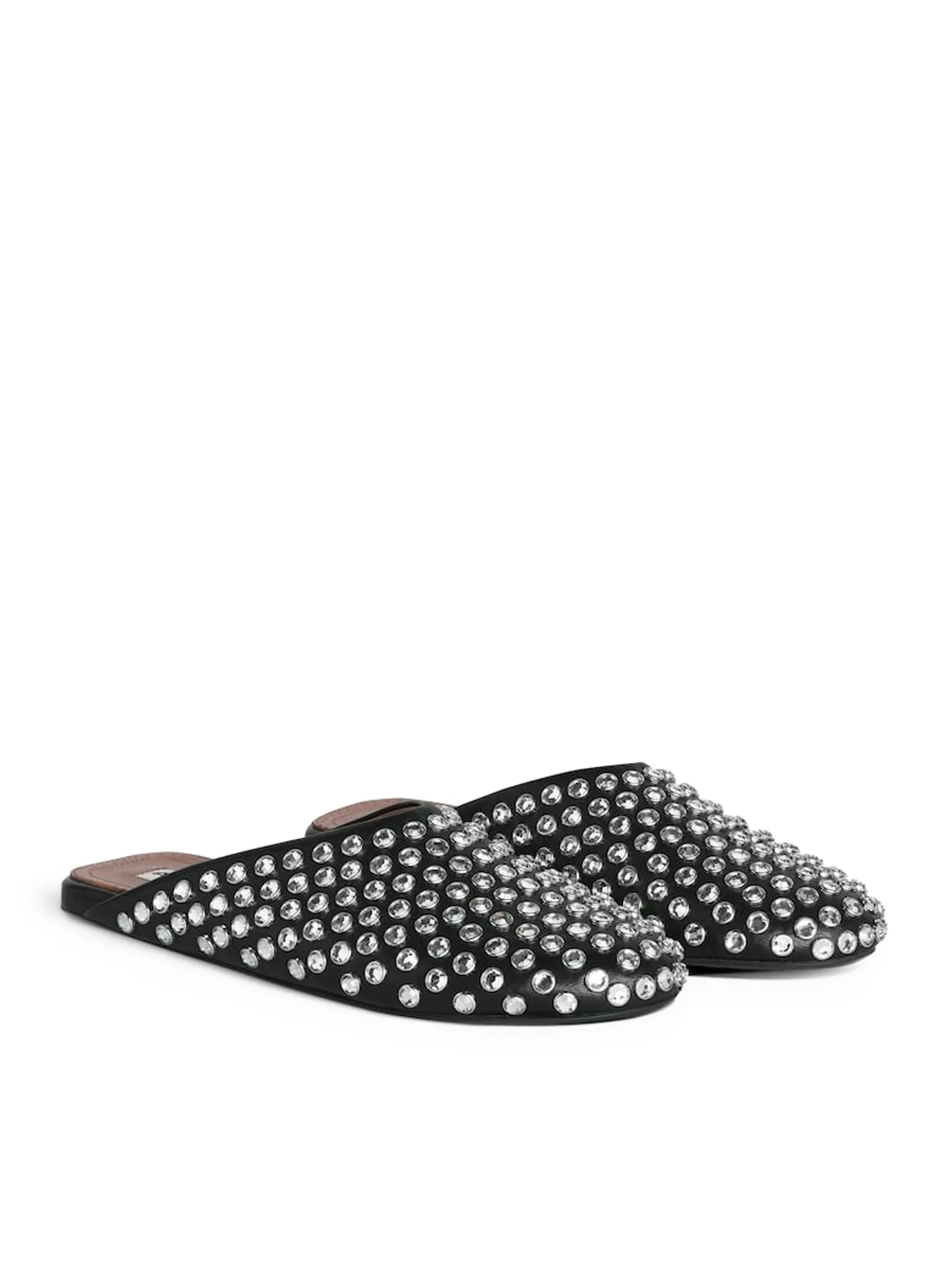 FLAT MULE IN CALFSKIN WITH RHINESTONE