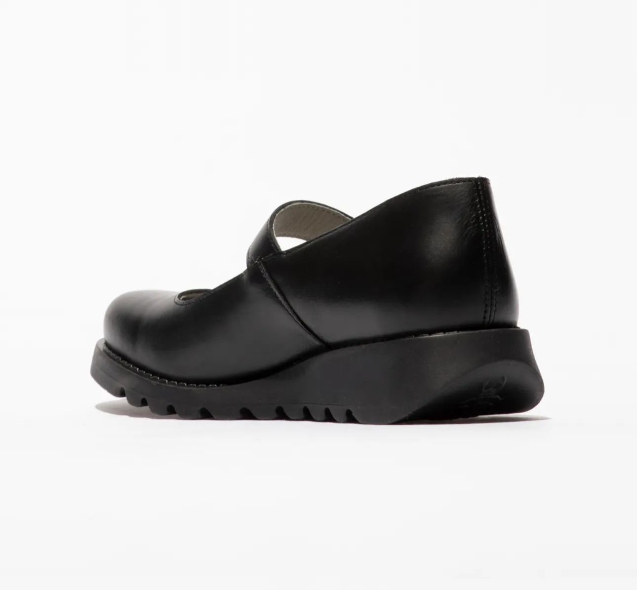 Fly London Samp132Fly Black Leather Buckle Mary Jane Wedges Made In Portugal