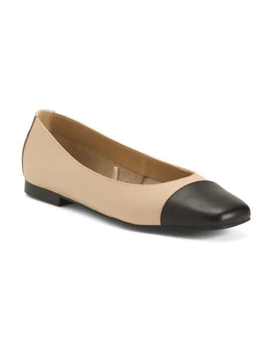 GEMS Made In Italy Leather Cap Toe Ballet Flats