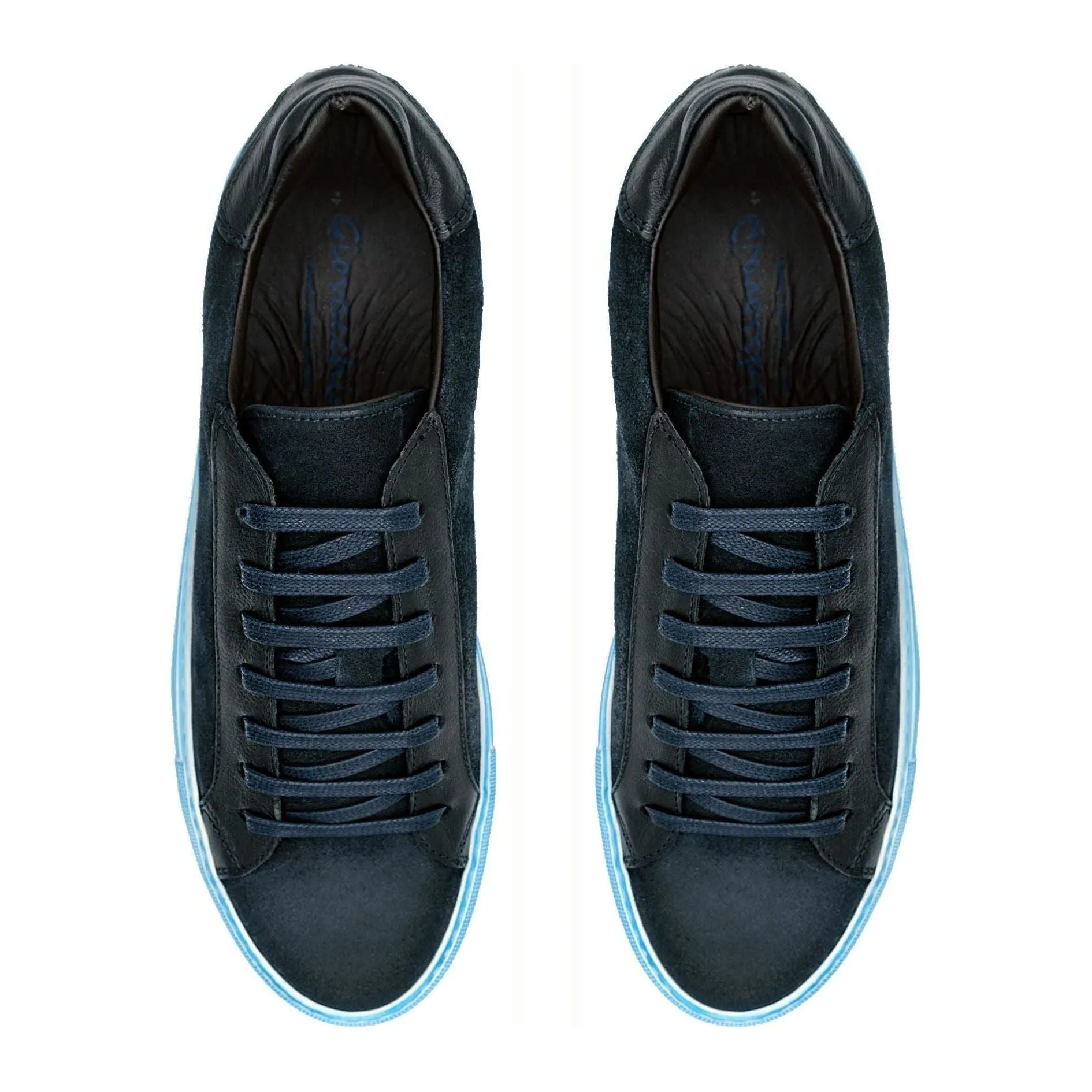 Giovacchini by Belvedere Sneakers Made In Italy Suede Rino Antique Navy Blue