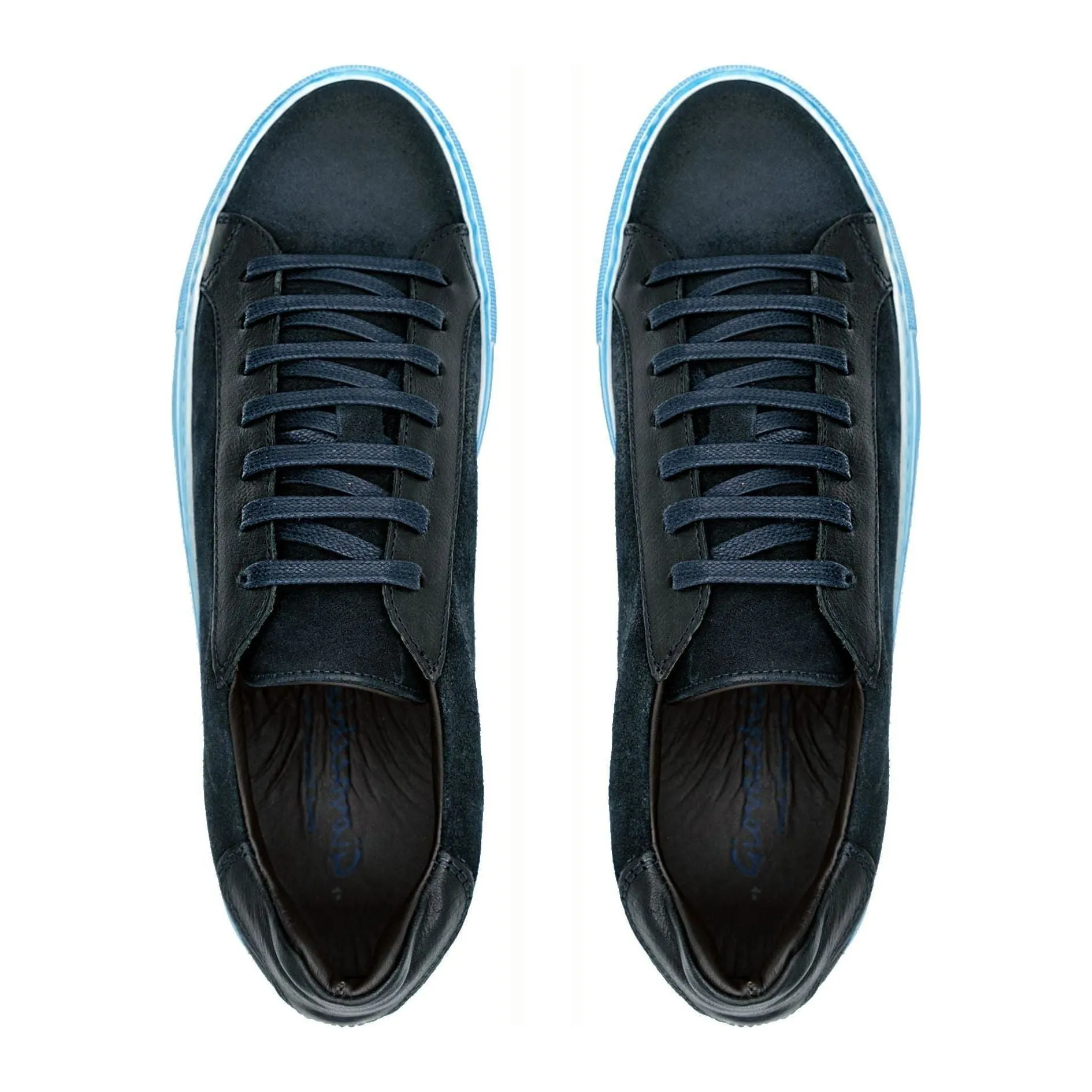 Giovacchini by Belvedere Sneakers Made In Italy Suede Rino Antique Navy Blue