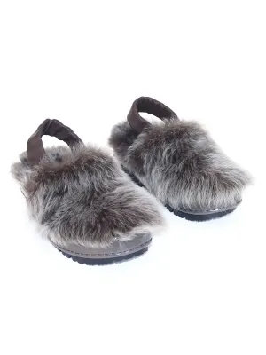 Grey Fur Mules