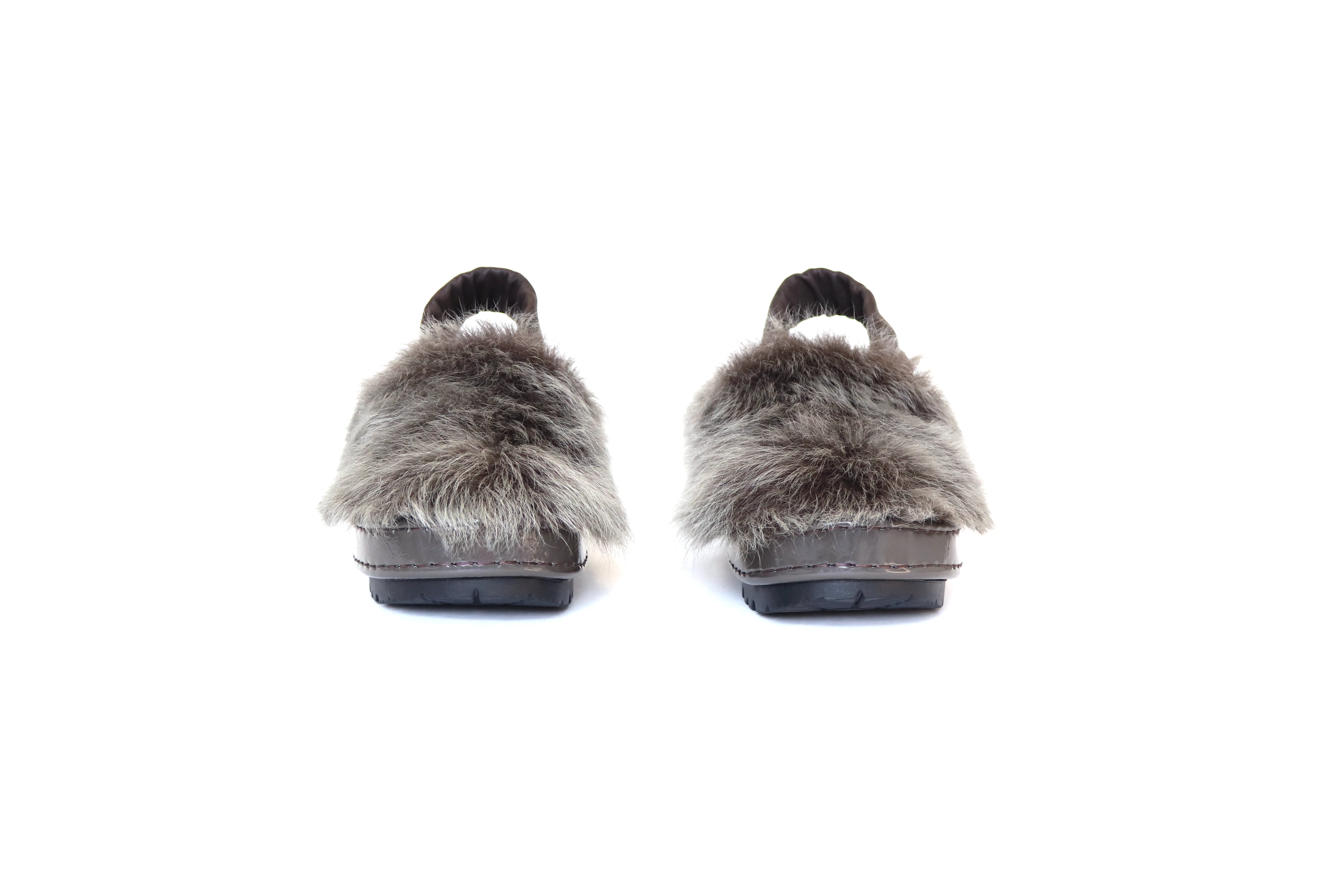Grey Fur Mules