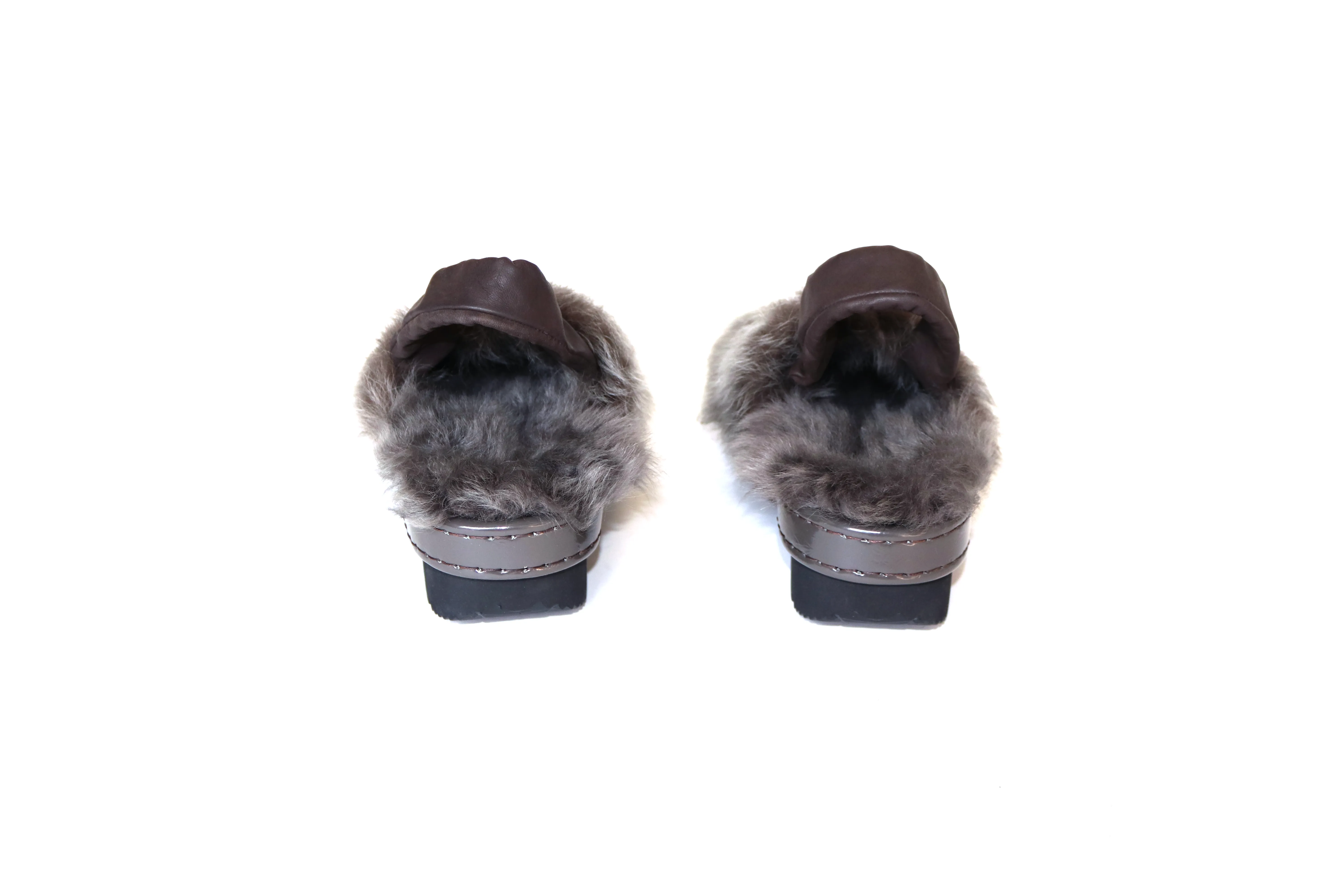 Grey Fur Mules