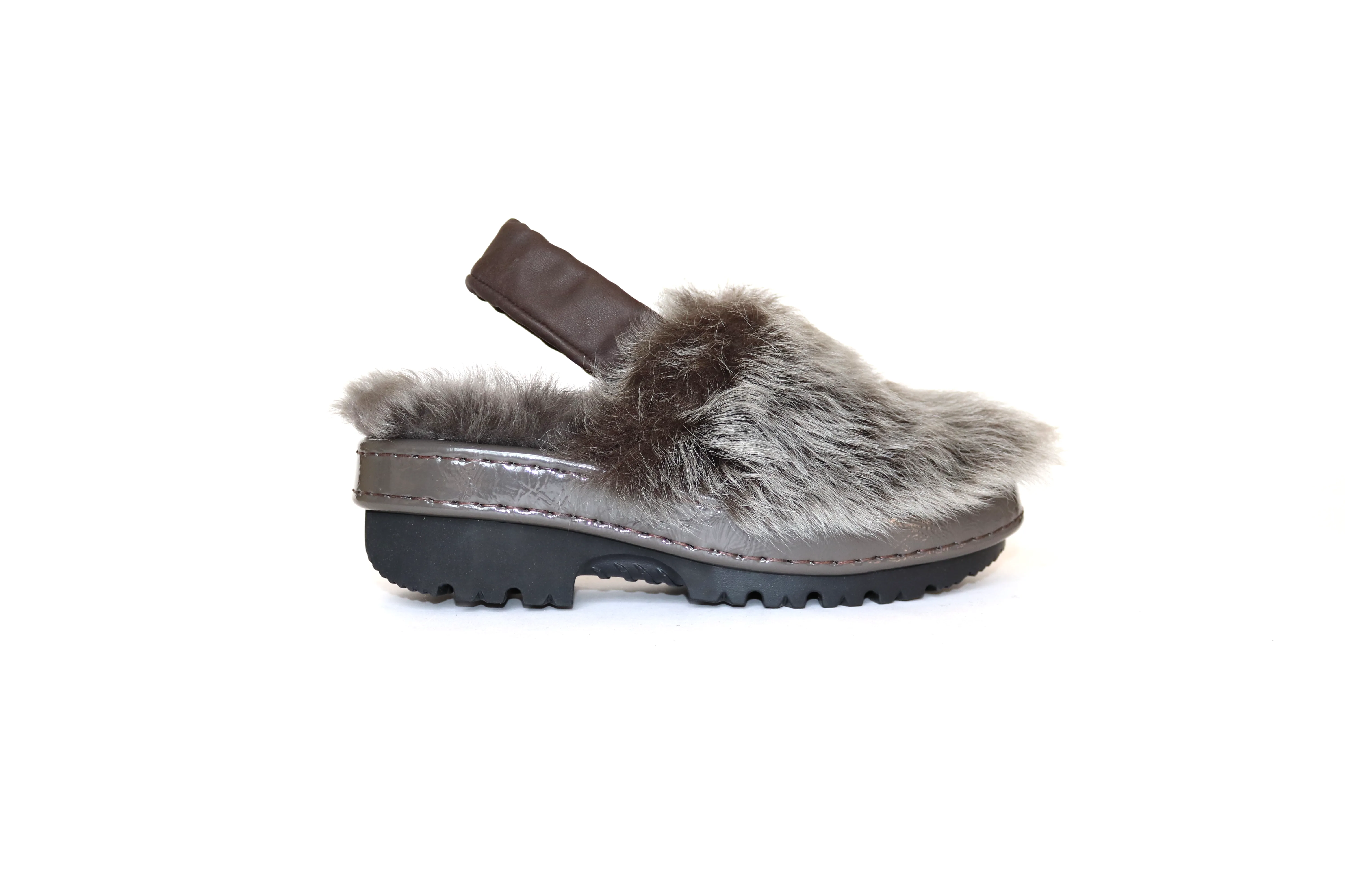 Grey Fur Mules