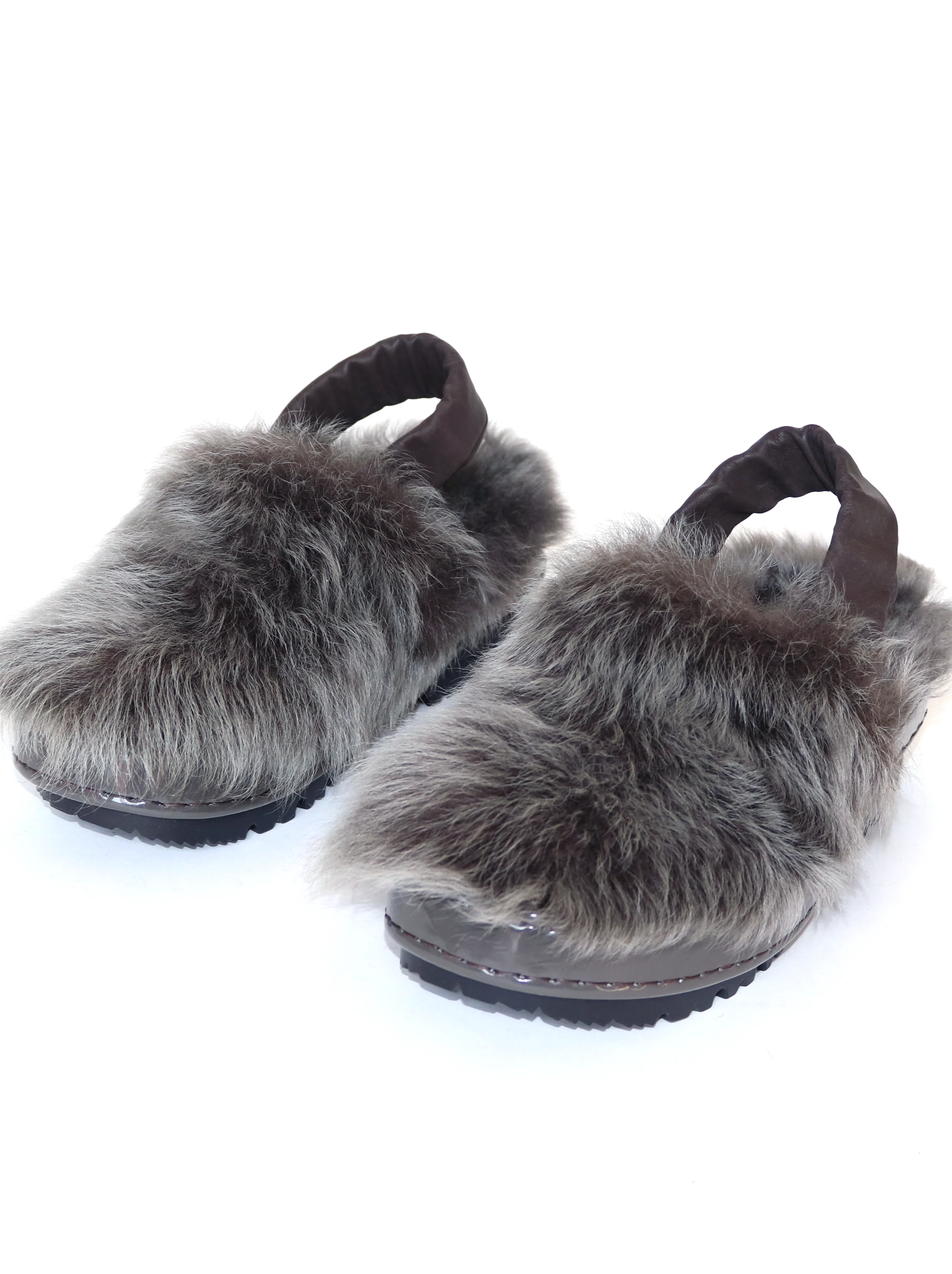 Grey Fur Mules