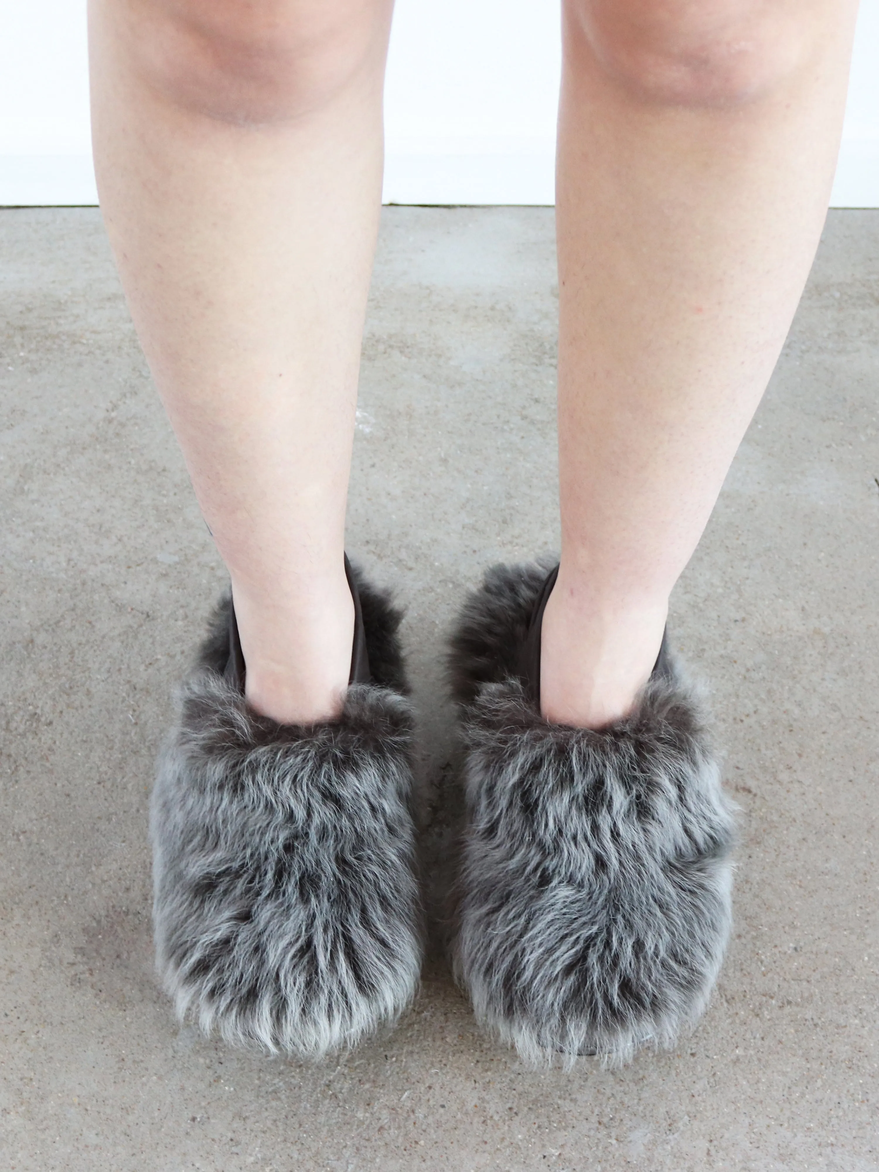 Grey Fur Mules
