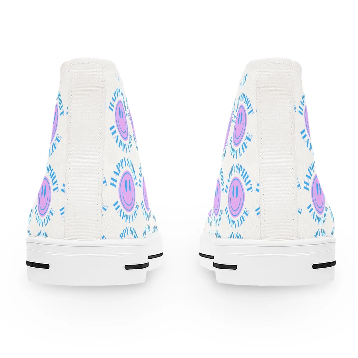 Happy Spirit Happy Life Purple Smile High Top Sneakers, Smile Canvas Shoes for Women, Vsco Girl Shoes, Tumblr Shoes, Lavender Smile Shoes