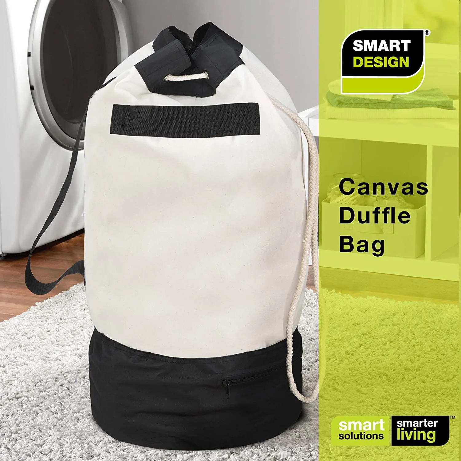 Heavy Duty Duffel Bag with 2 Compartments, Strap, and Handles - Holds up to 80 lbs. - Holds 3 Loads