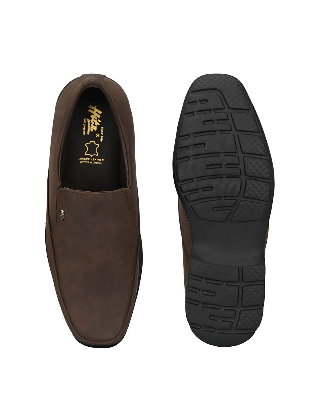 Hitz Men's Brown Fabrick Made Slip-On Comfort Casual Shoes