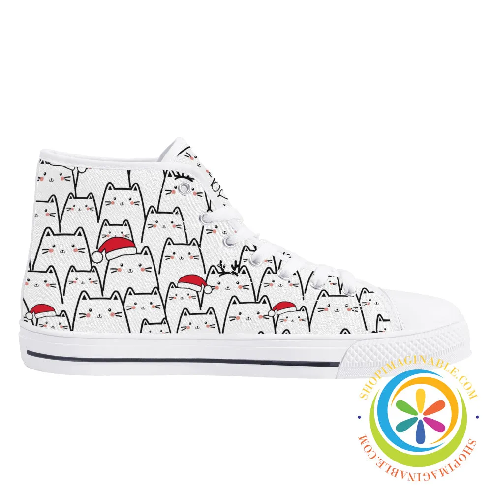 Holiday Cats Ladies High Top Canvas Shoes