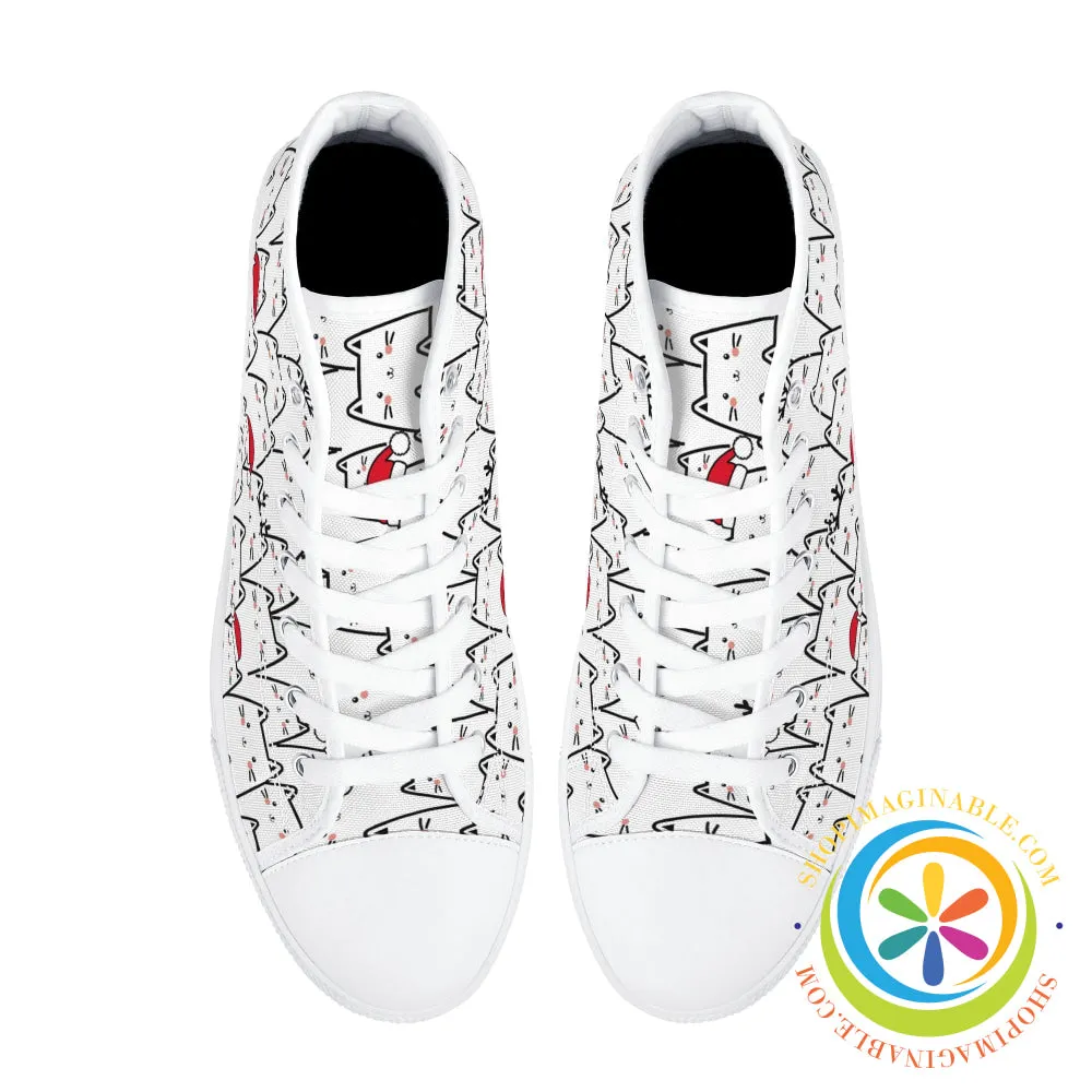 Holiday Cats Ladies High Top Canvas Shoes