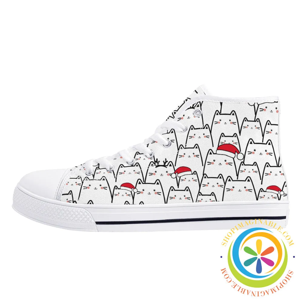 Holiday Cats Ladies High Top Canvas Shoes