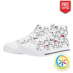 Holiday Cats Ladies High Top Canvas Shoes