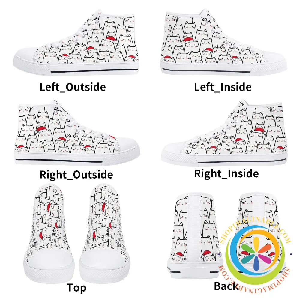 Holiday Cats Ladies High Top Canvas Shoes