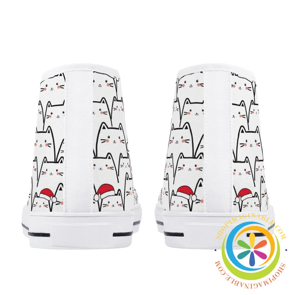 Holiday Cats Ladies High Top Canvas Shoes