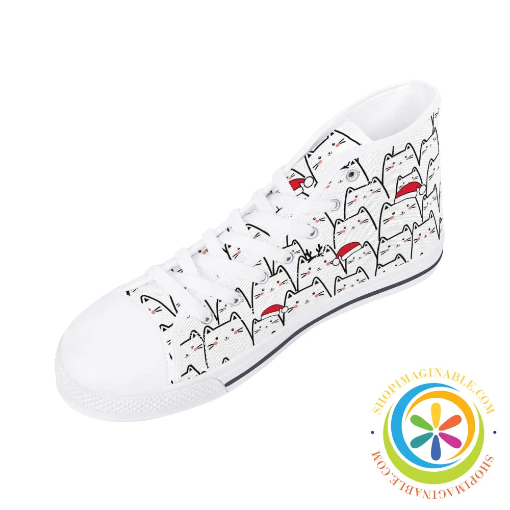 Holiday Cats Ladies High Top Canvas Shoes