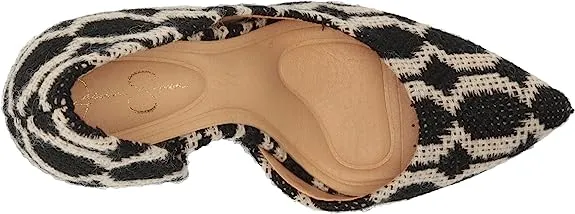 Jessica Simpson Prizma Black/White Geo Print Pointed Toe D'Orsay High Heel Pumps