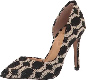 Jessica Simpson Prizma Black/White Geo Print Pointed Toe D'Orsay High Heel Pumps