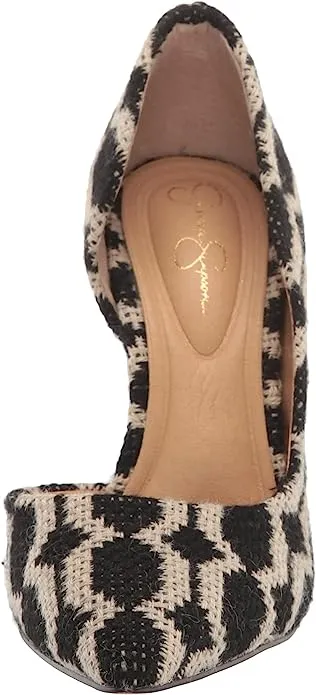 Jessica Simpson Prizma Black/White Geo Print Pointed Toe D'Orsay High Heel Pumps