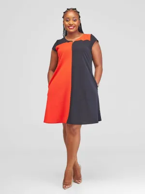 Jolly Fancy Wear Aika Shift Dress - Black / Orange