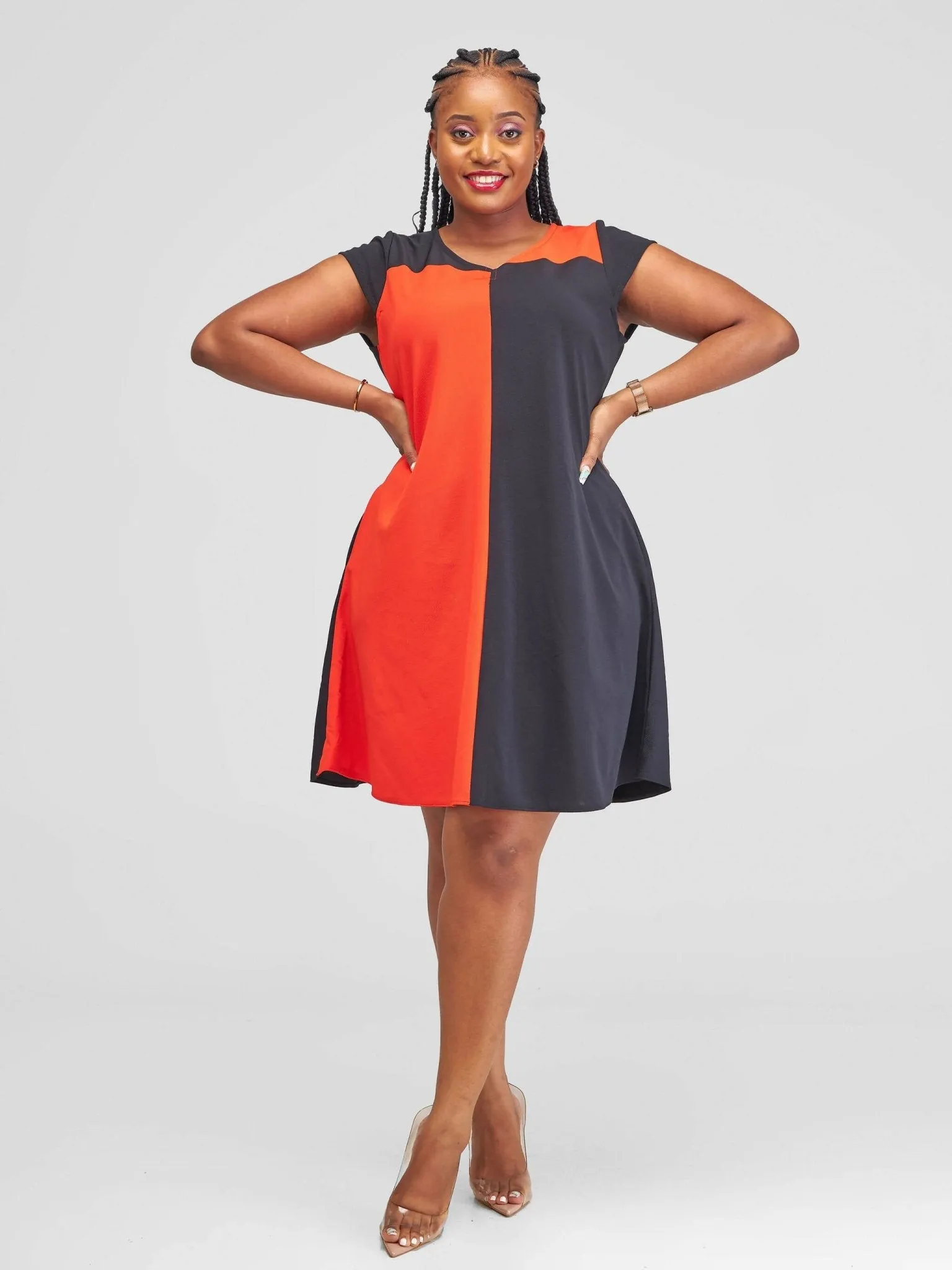 Jolly Fancy Wear Aika Shift Dress - Black / Orange