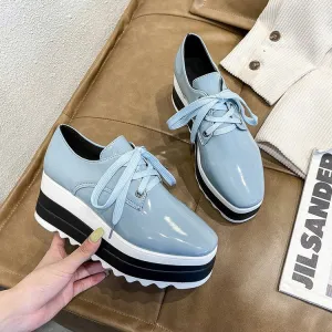 Joskaa  2024 Spring New Women Flat Platform Shoes Slip On Moccains Ladies Casual Shoes Woman Thick Sole Brogue Creepers Sneakers