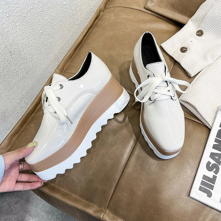 Joskaa  2024 Spring New Women Flat Platform Shoes Slip On Moccains Ladies Casual Shoes Woman Thick Sole Brogue Creepers Sneakers