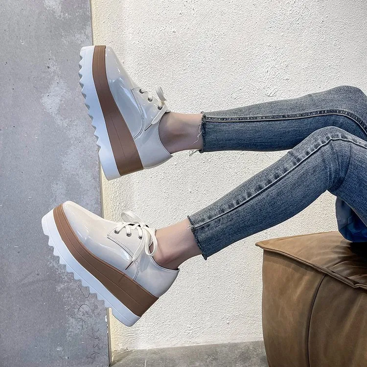 Joskaa  2024 Spring New Women Flat Platform Shoes Slip On Moccains Ladies Casual Shoes Woman Thick Sole Brogue Creepers Sneakers