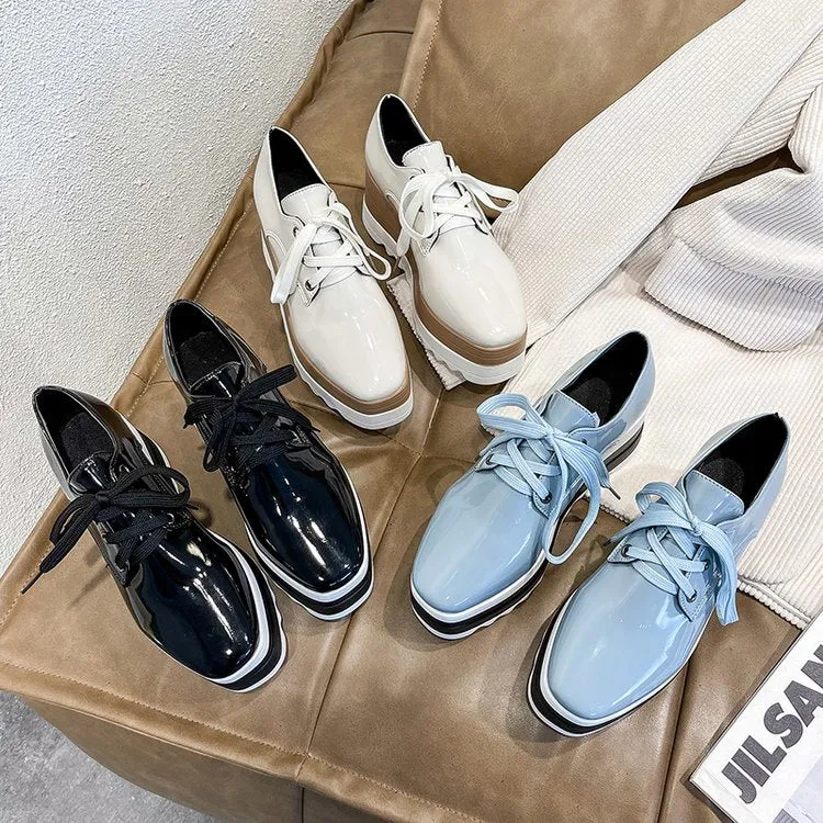 Joskaa  2024 Spring New Women Flat Platform Shoes Slip On Moccains Ladies Casual Shoes Woman Thick Sole Brogue Creepers Sneakers