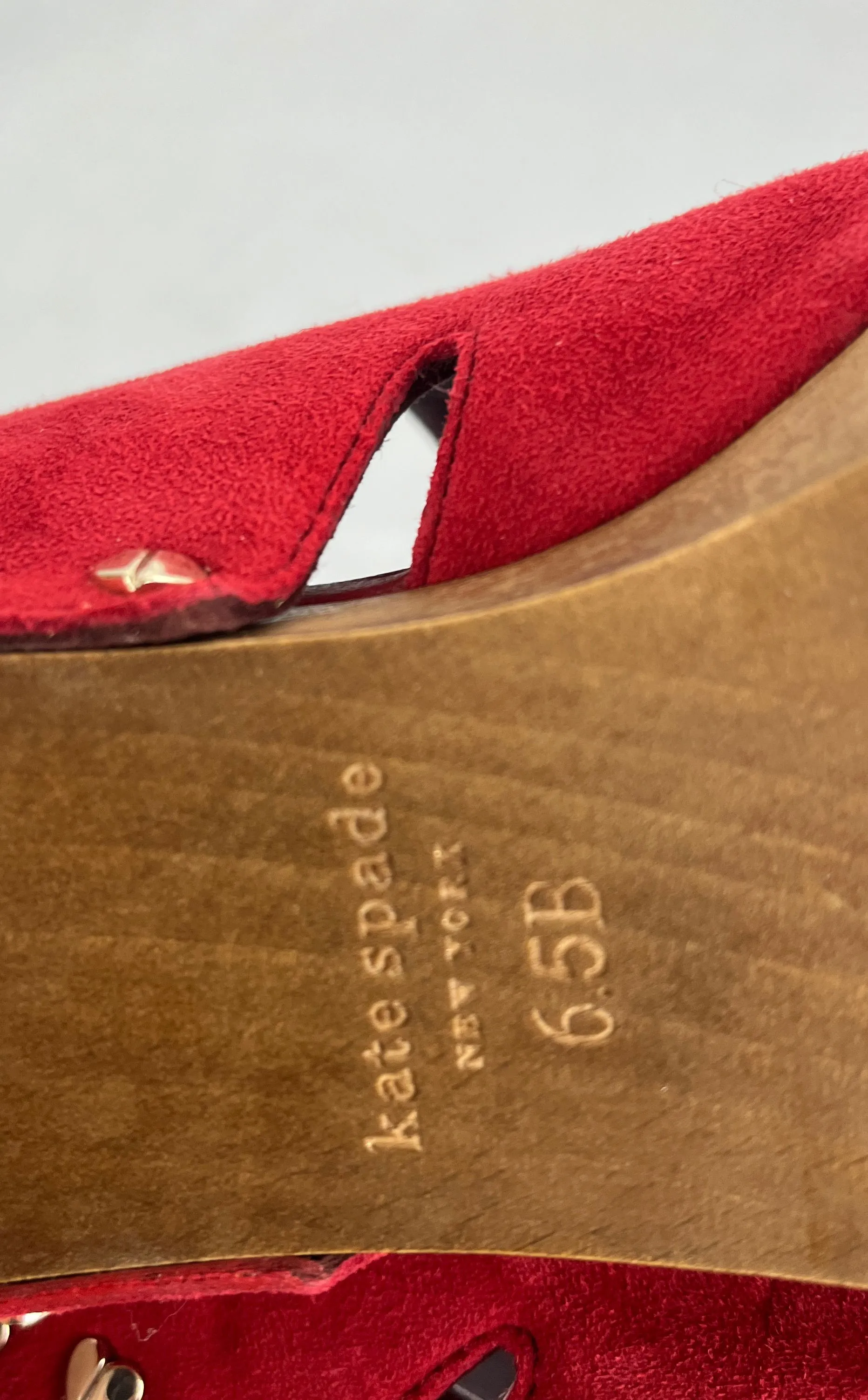 Kate Spade NY Amsterdam Women's Mule Clogs Size 6.5B Red Suede Slip On