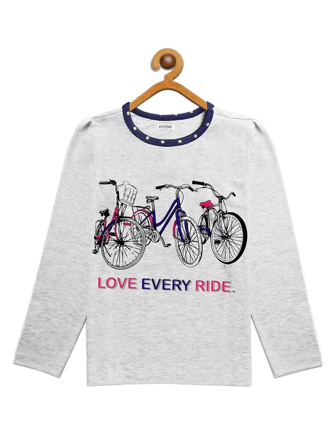 Kids Grey Full Sleeves Biking Cotton T-shirt