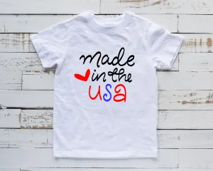 Made in the USA - Youth Fourth Of July Shirt - Memorial Day - Red White and Blue