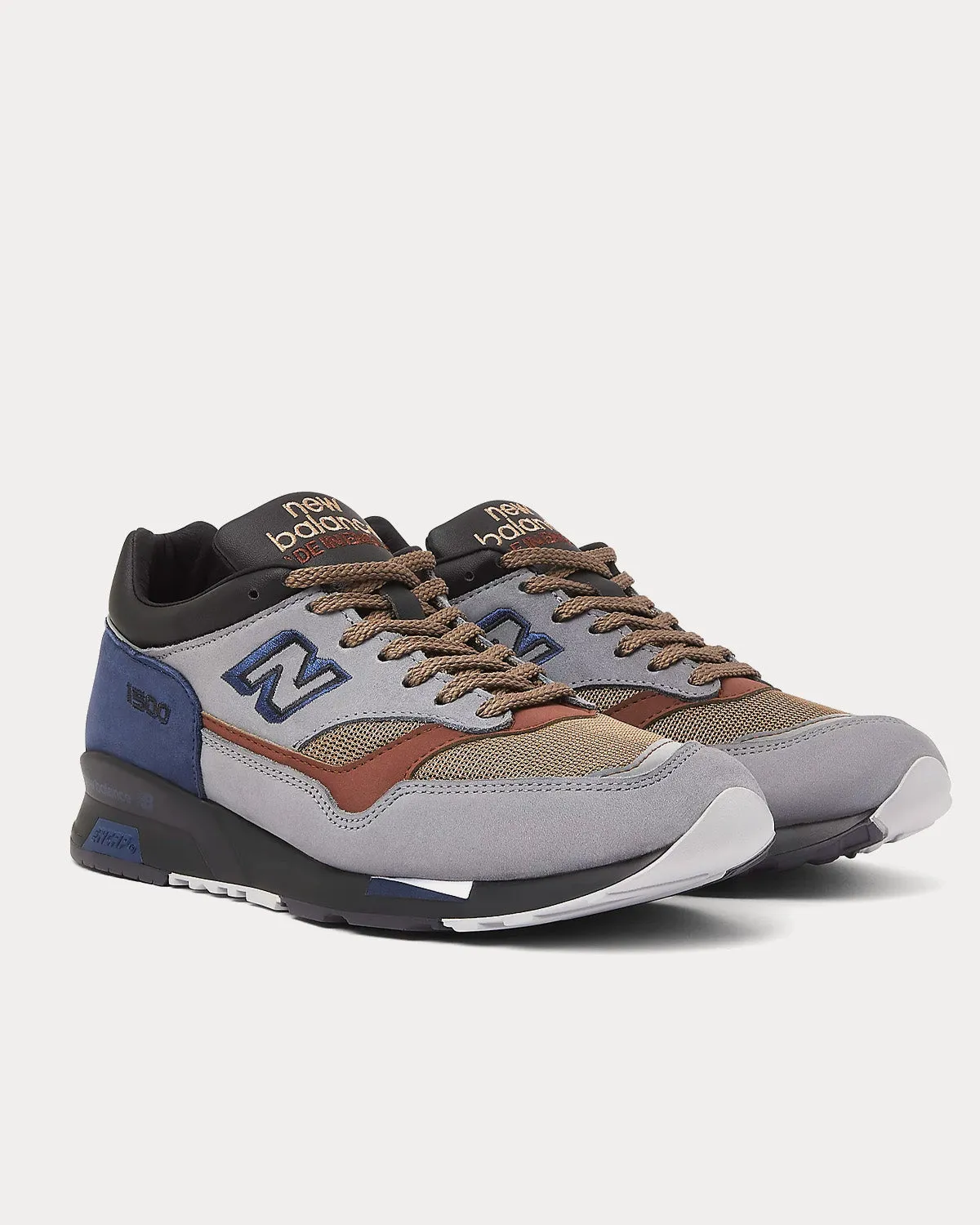 MADE in UK 1500 Grey with Navy & Sepia Low Top Sneakers