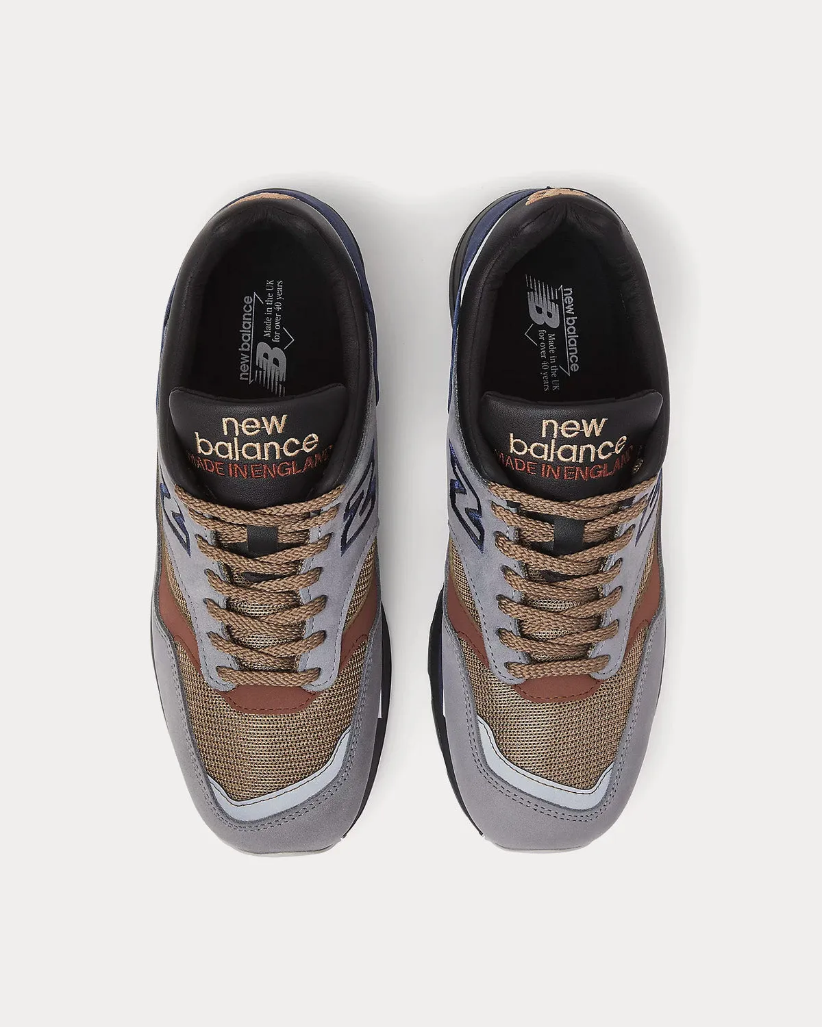 MADE in UK 1500 Grey with Navy & Sepia Low Top Sneakers
