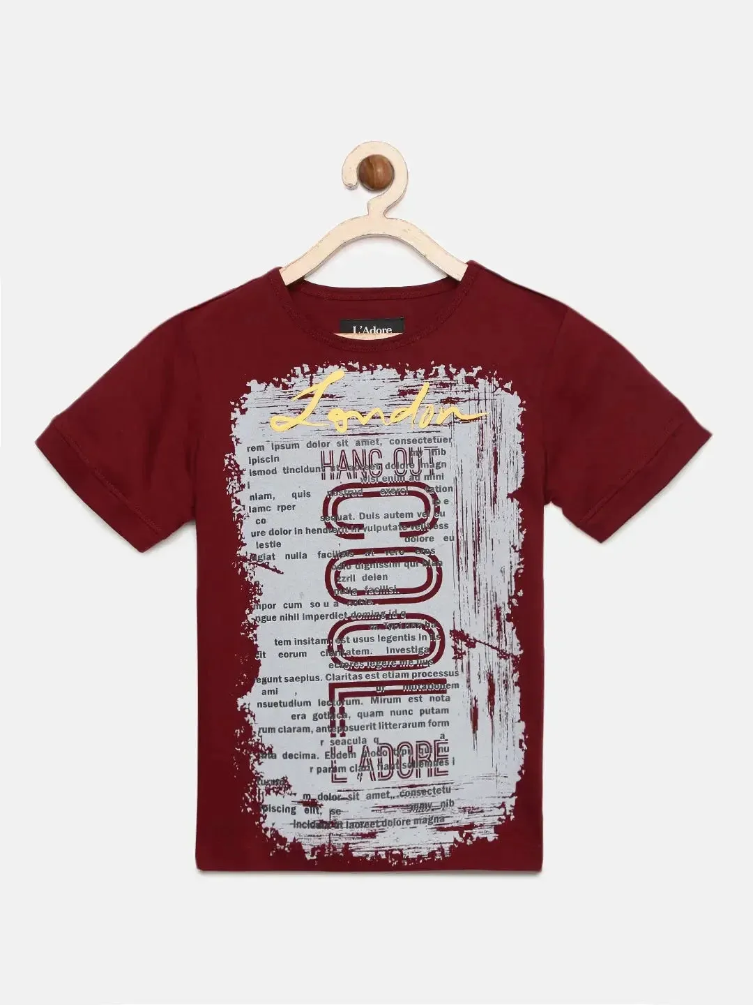 Maroon Cool Printed Round Neck Cotton T-shirt