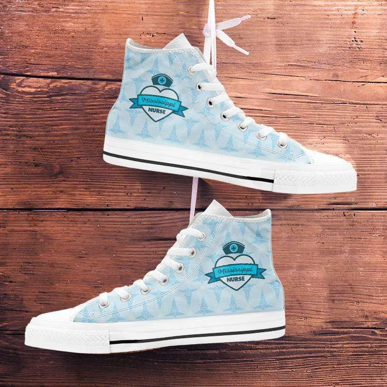 Mississippi Nurse Canvas High Top Shoes Blue