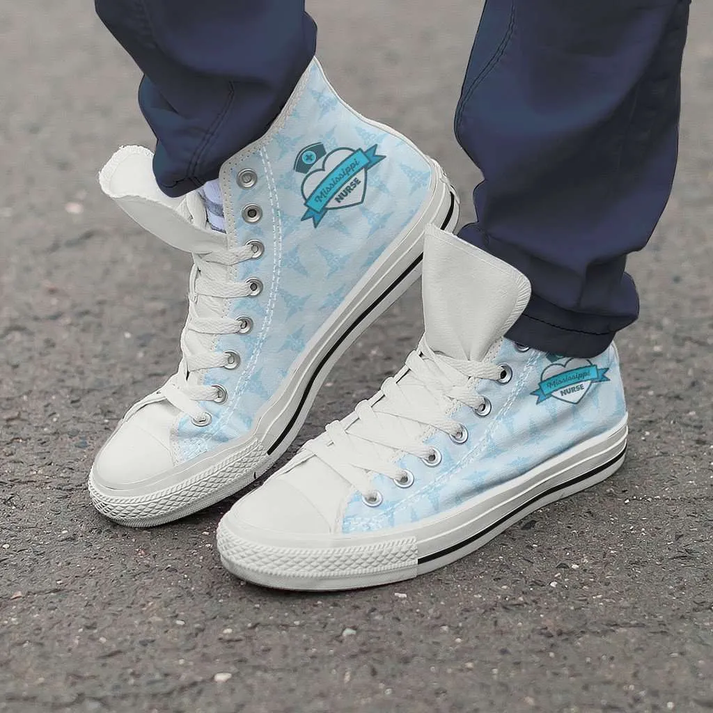 Mississippi Nurse Canvas High Top Shoes Blue