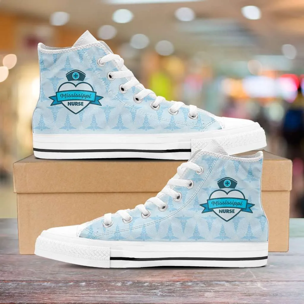 Mississippi Nurse Canvas High Top Shoes Blue