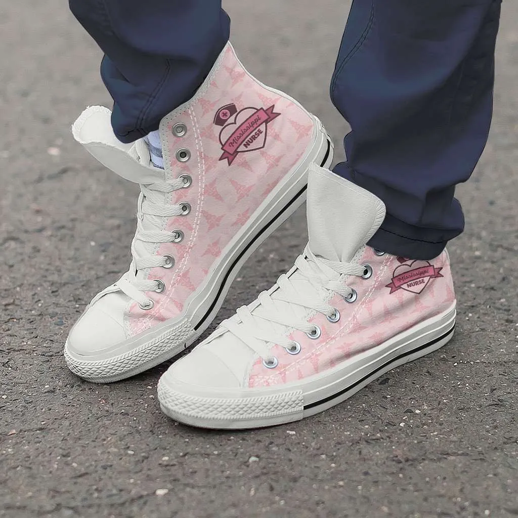 Mississippi Nurse Canvas High Top Shoes Pink